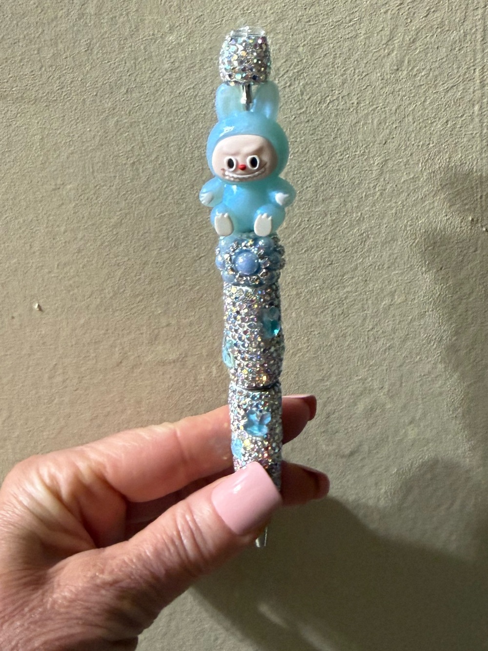 Blue Labubu Character Bling Pen